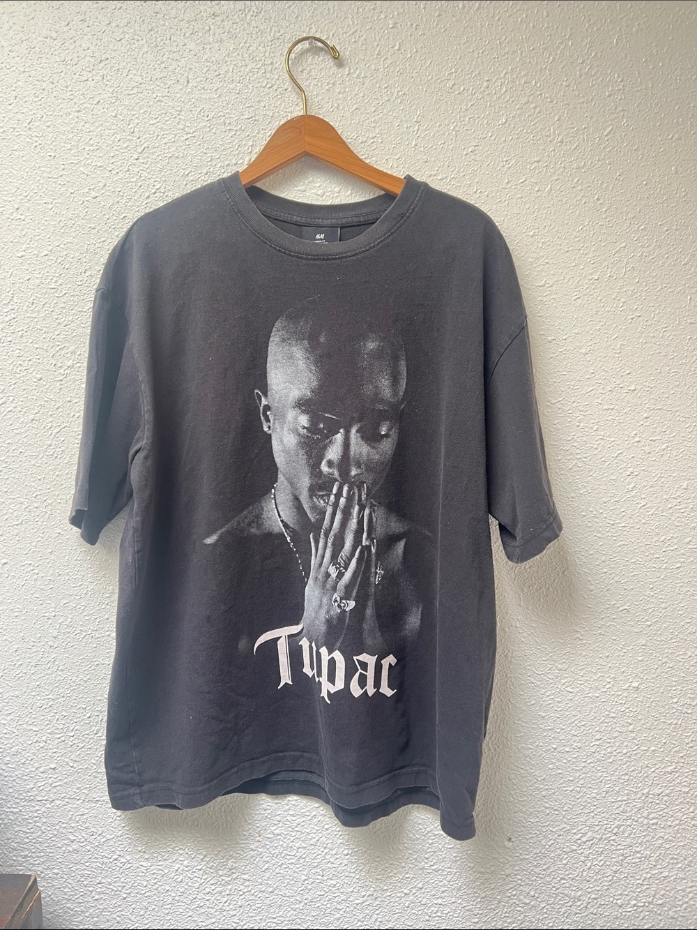 Tupac Black Graphic Short-Sleeve Men’s T-Shirt Loose Fit Large